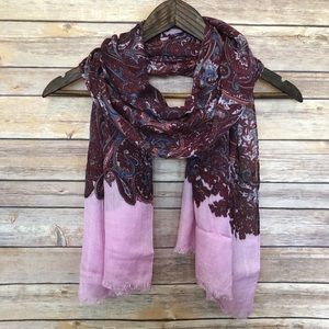 J. CREW | Maroon & Pink Paisley Pattern Scarf